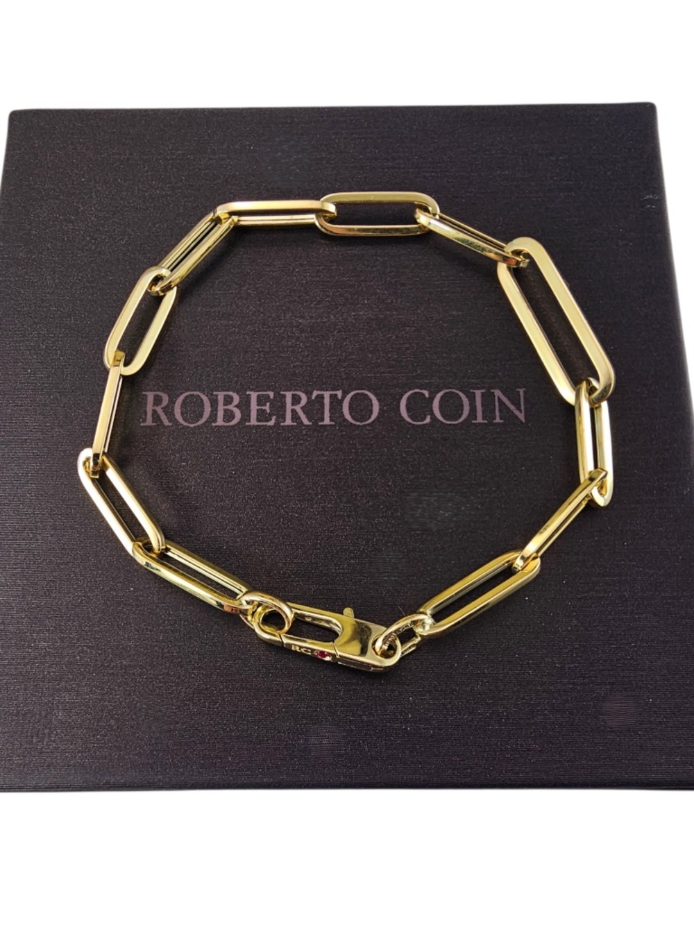Roberto Coin 18K Yellow Gold Paperclip Link Bracelet w/Box #24783